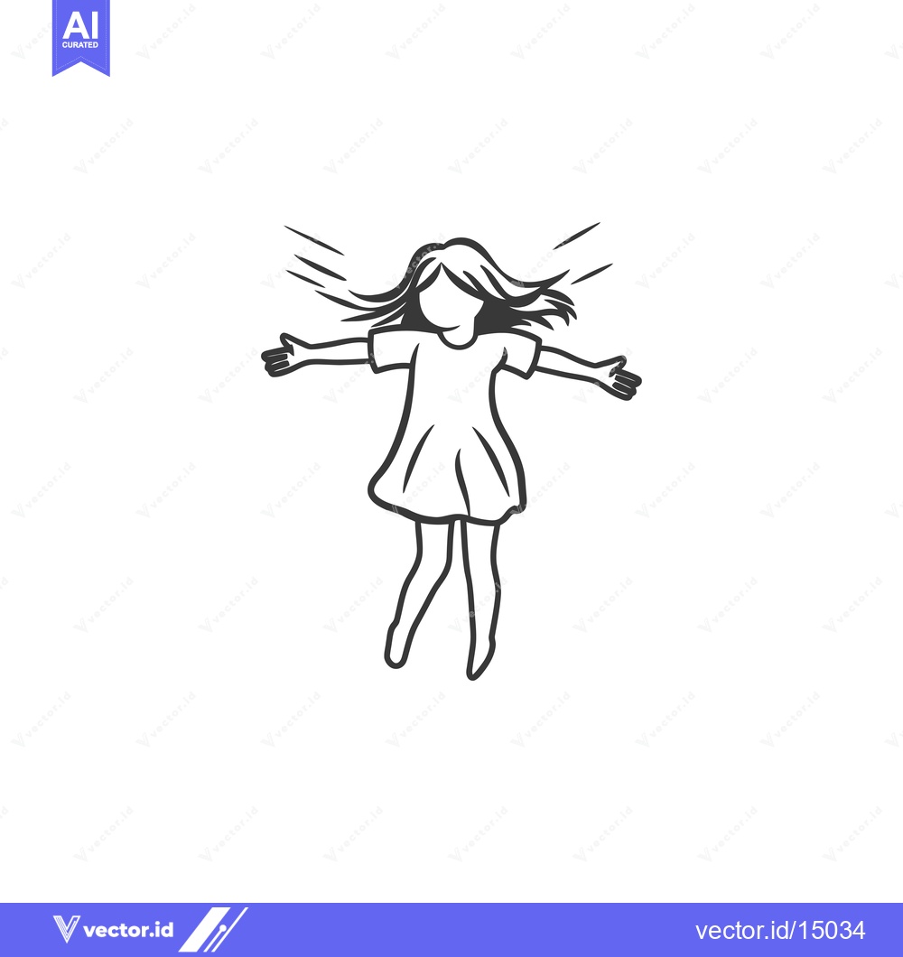Premium Vector dari A Girl Floating in the Air with Her Arms Outstretched