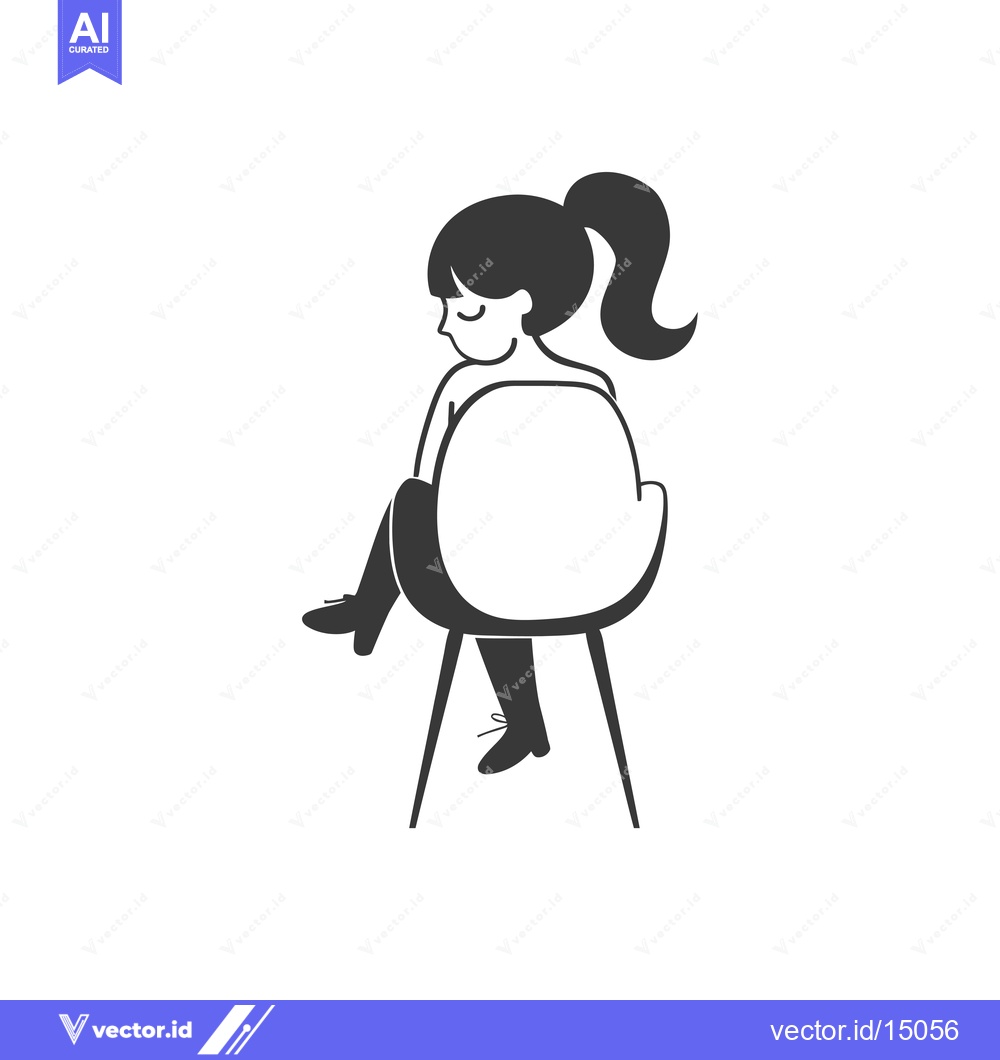 Premium Vector dari A Girl Sitting in a Chair, Viewed from Behind