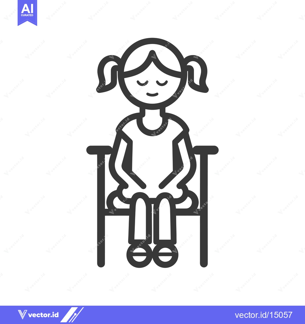 Premium Vector dari A Girl Sitting on a Chair with Her Eyes Closed