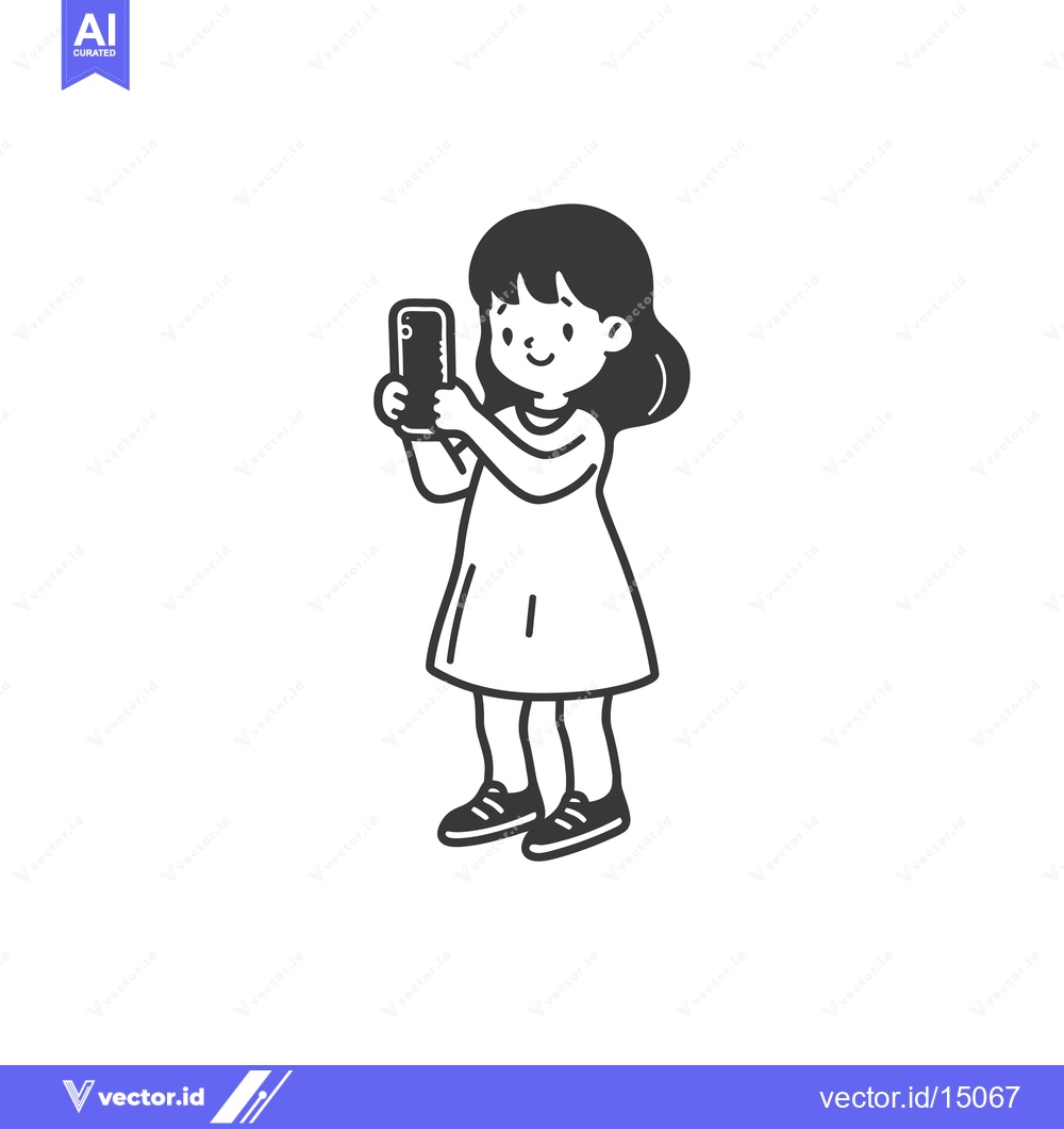 Premium Vector dari A Girl Taking a Selfie with a Smartphone