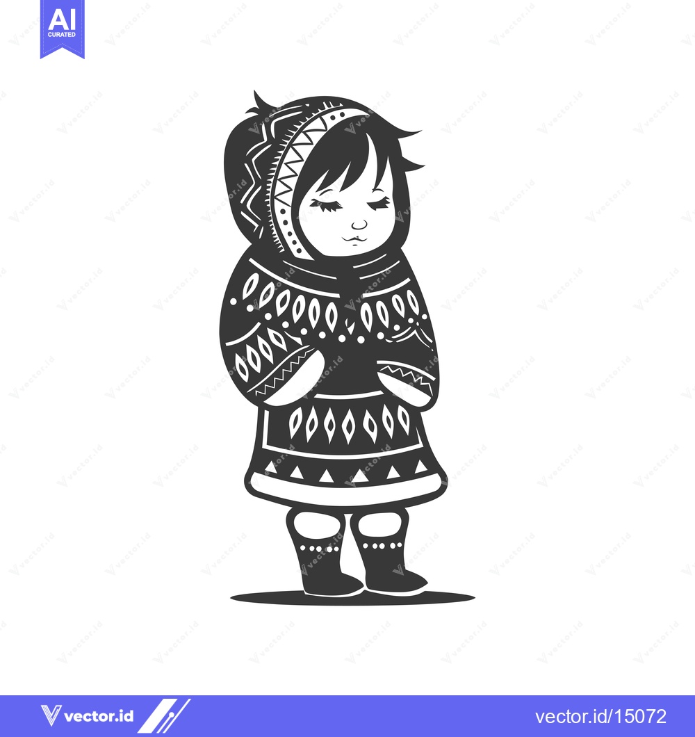 Premium Vector dari A girl wearing a hooded patterned sweater and boots