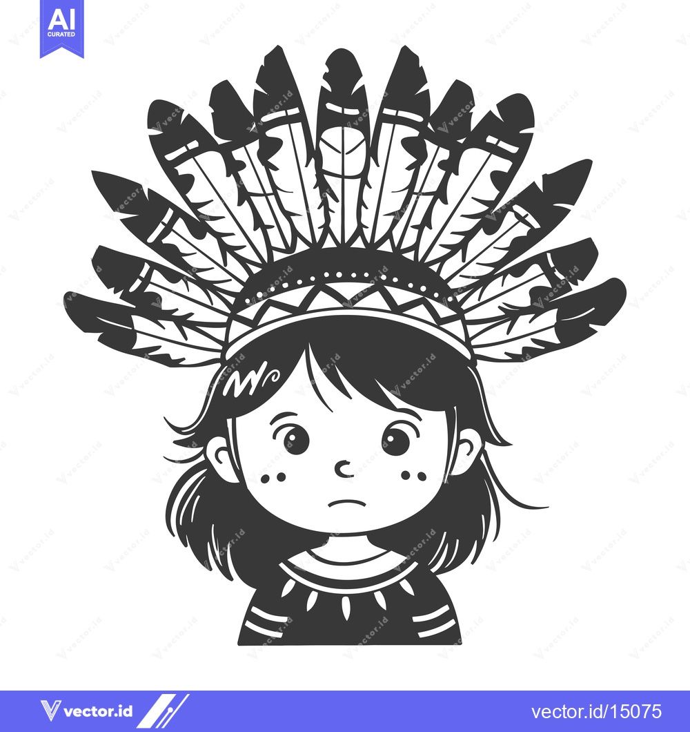 Premium Vector dari A Girl Wearing a Traditional Native American Headdress
