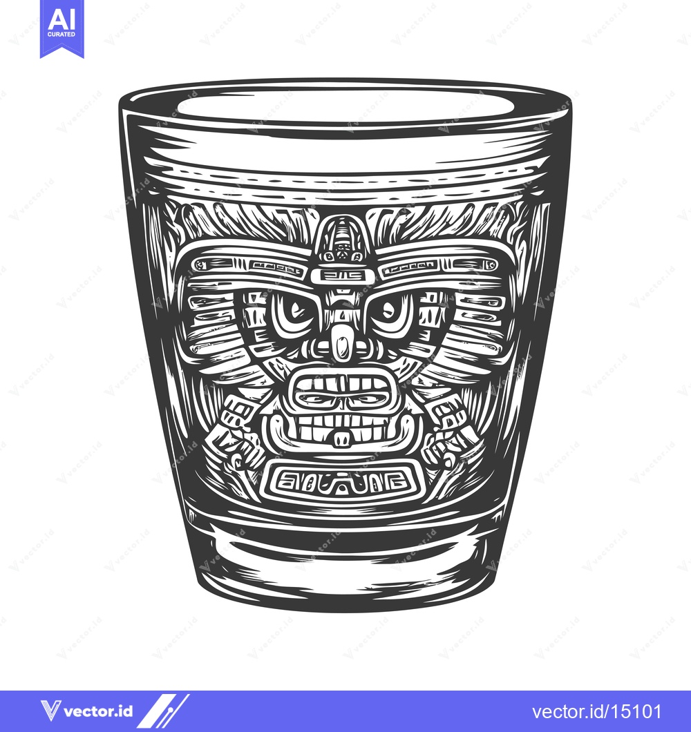 Premium Vector of A Glass With An Aztec Design