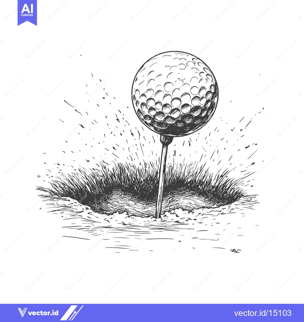 Premium Vector dari A Golf Ball Embedded in a Sand Trap