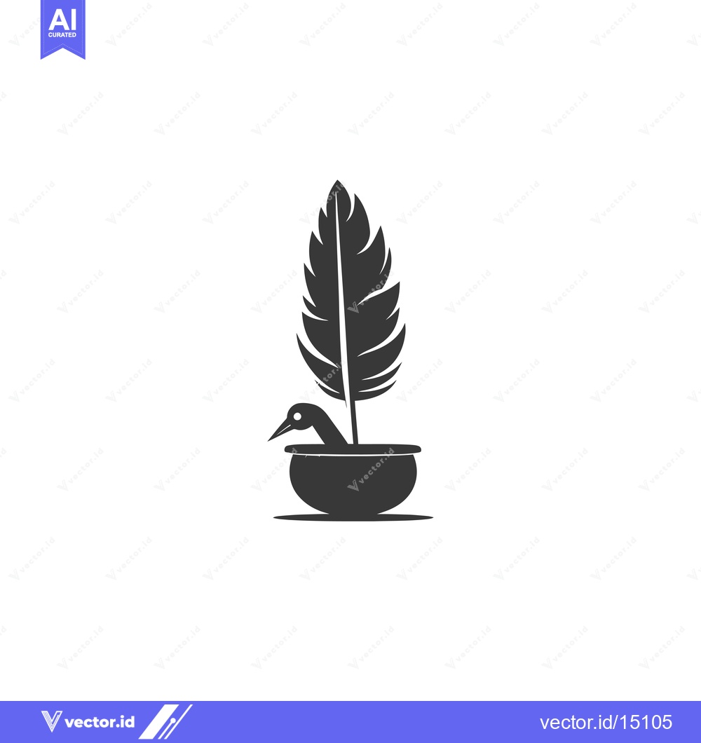 Premium Vector dari A goose with a quill in a bowl