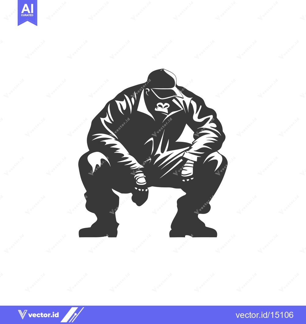 Premium Vector dari A gorilla in a cap and jacket sitting in a squatting position