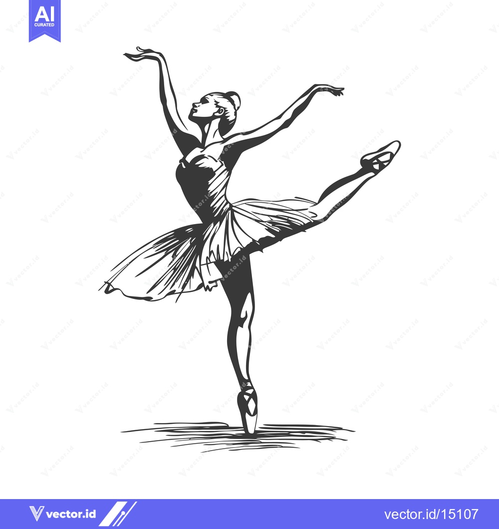 Premium Vector dari A graceful ballerina in mid-pose, performing a graceful ballet move.