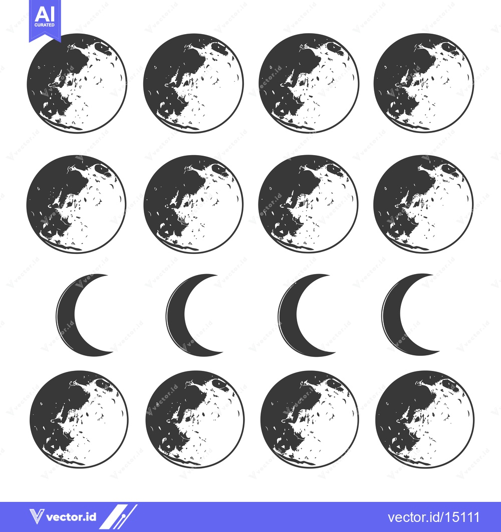 Premium Vector of A Graphic Depiction of the Lunar Cycle with Full, Gibbous, Crescent, a