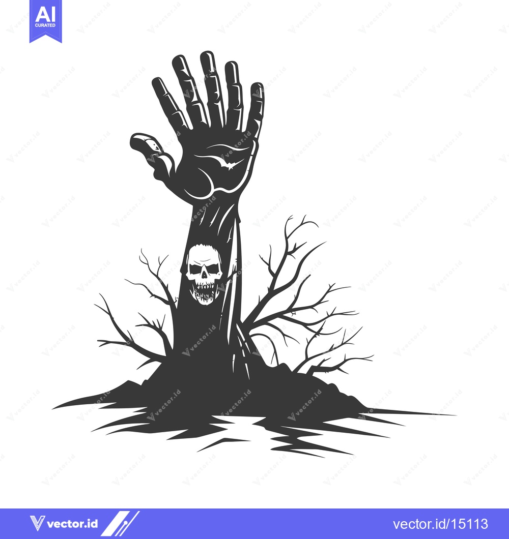 Premium Vector dari A Grasping Hand Emerges from the Earth with a Skull
