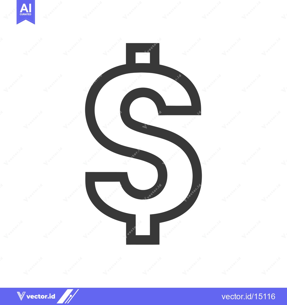 Premium Vector dari A Gray Outline of a Dollar Sign with a White Background