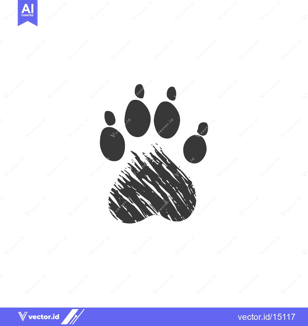 Premium Vector dari A Gray Paw Print with a Scratched Texture