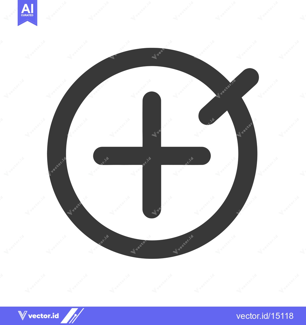 Premium Vector dari A gray plus sign within a circle with a curved line at the top right
