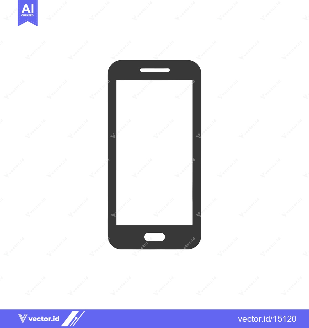 Premium Vector of A grayscale icon depicting a smartphone with a blank screen.