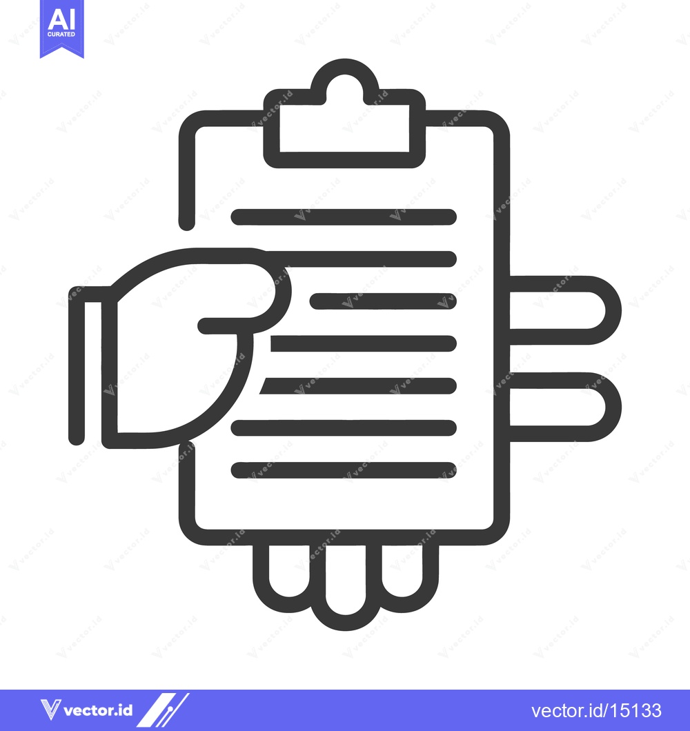 Premium Vector dari A hand holding a clipboard with a stack of lined paper