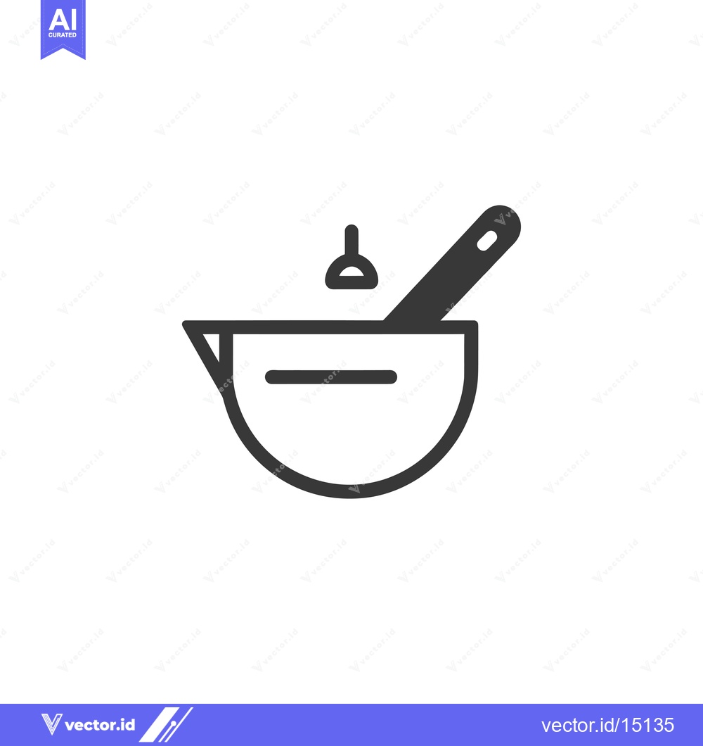 Premium Vector of A Grey Outline of a Bowl and Spoon, with a Droplet Above