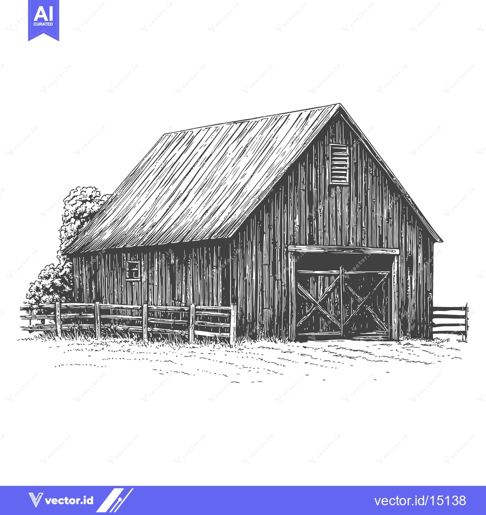 Premium Vector of Rustic Wooden Barn in a Rural Setting