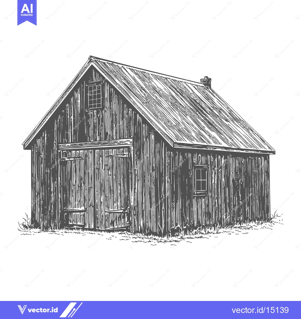 Premium Vector of Rustic Wooden Barn Building With a Chimney