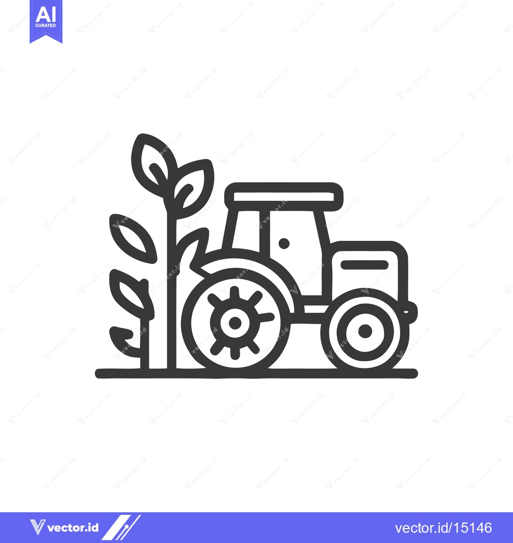 Premium Vector dari Minimalist Tractor Icon with Sprout, Agriculture Concept Illustration