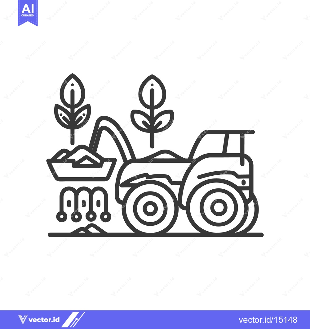 Premium Vector dari A tractor planting crops on a field with greenery and soil