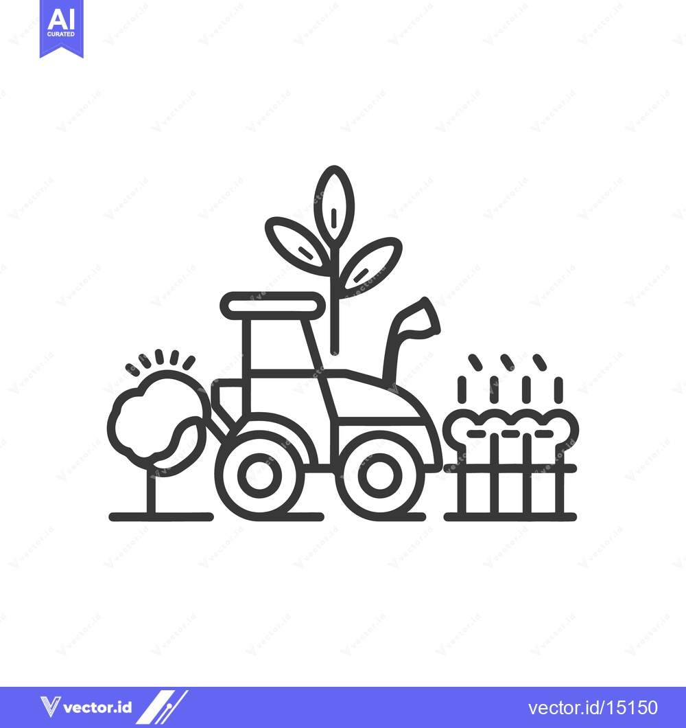 Premium Vector dari A tractor harvesting crops with a plant and a crop field