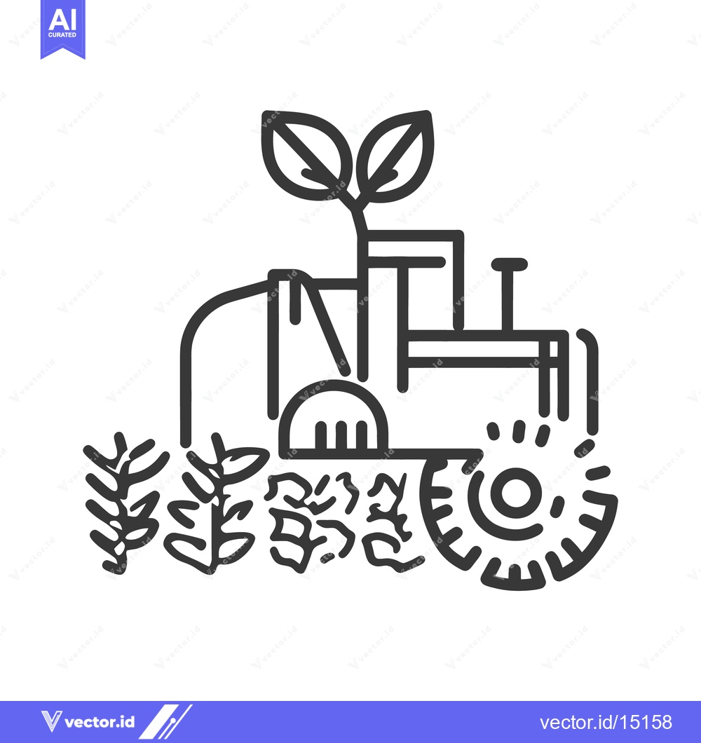 Premium Vector of A graphic illustration depicting a tractor among growing agricultural