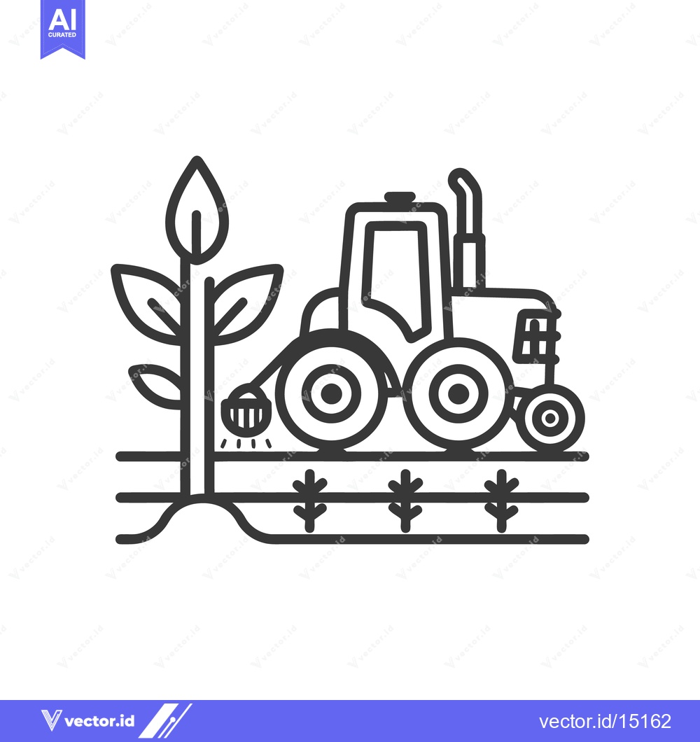 Premium Vector of A tractor is spraying the crops on a cultivated field