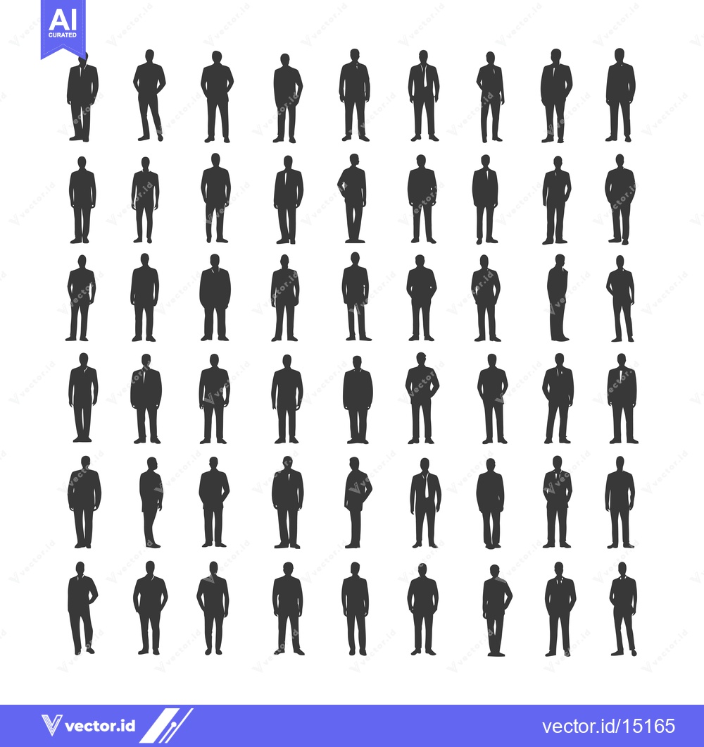 Premium Vector of A Grid of 36 Silhouettes of Men in Suits