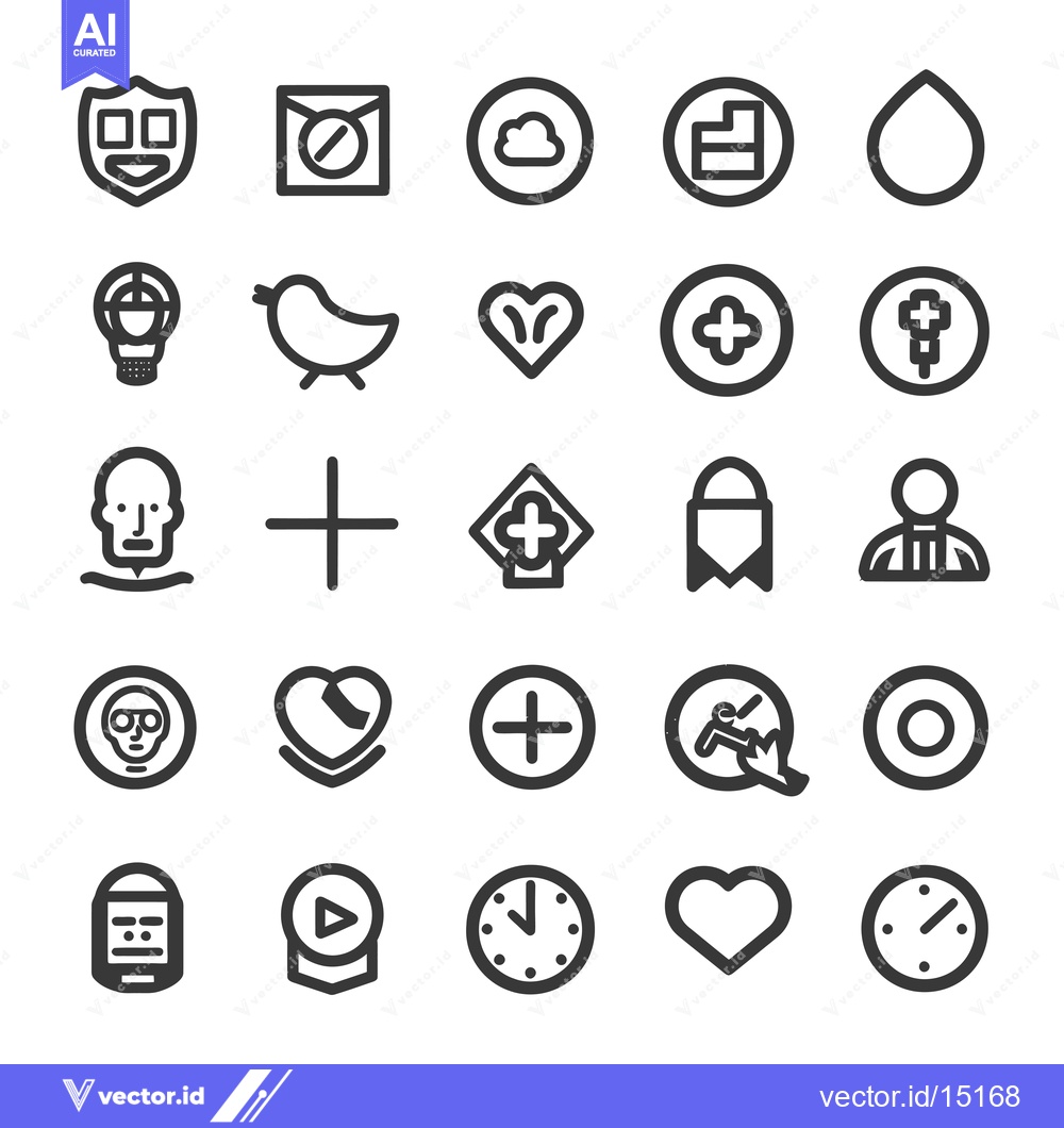 Premium Vector of A Grid of Black and White Icons Depicting Various Symbols and Concepts