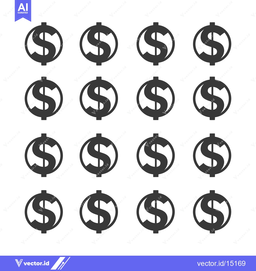 Premium Vector of A Grid of Sixteen Circular Dollar Signs