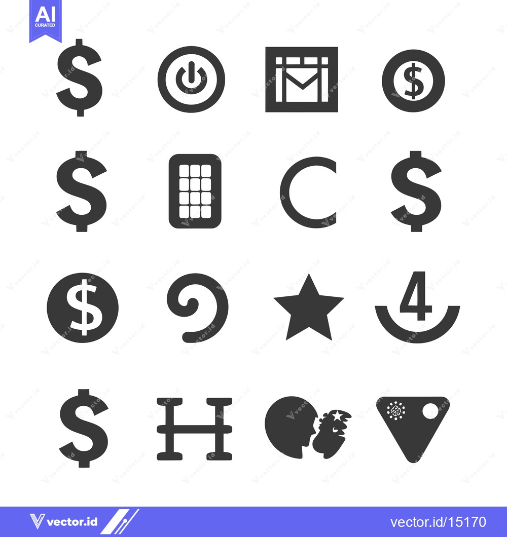 Premium Vector dari A Grid of Sixteen Simple Black and White Icons