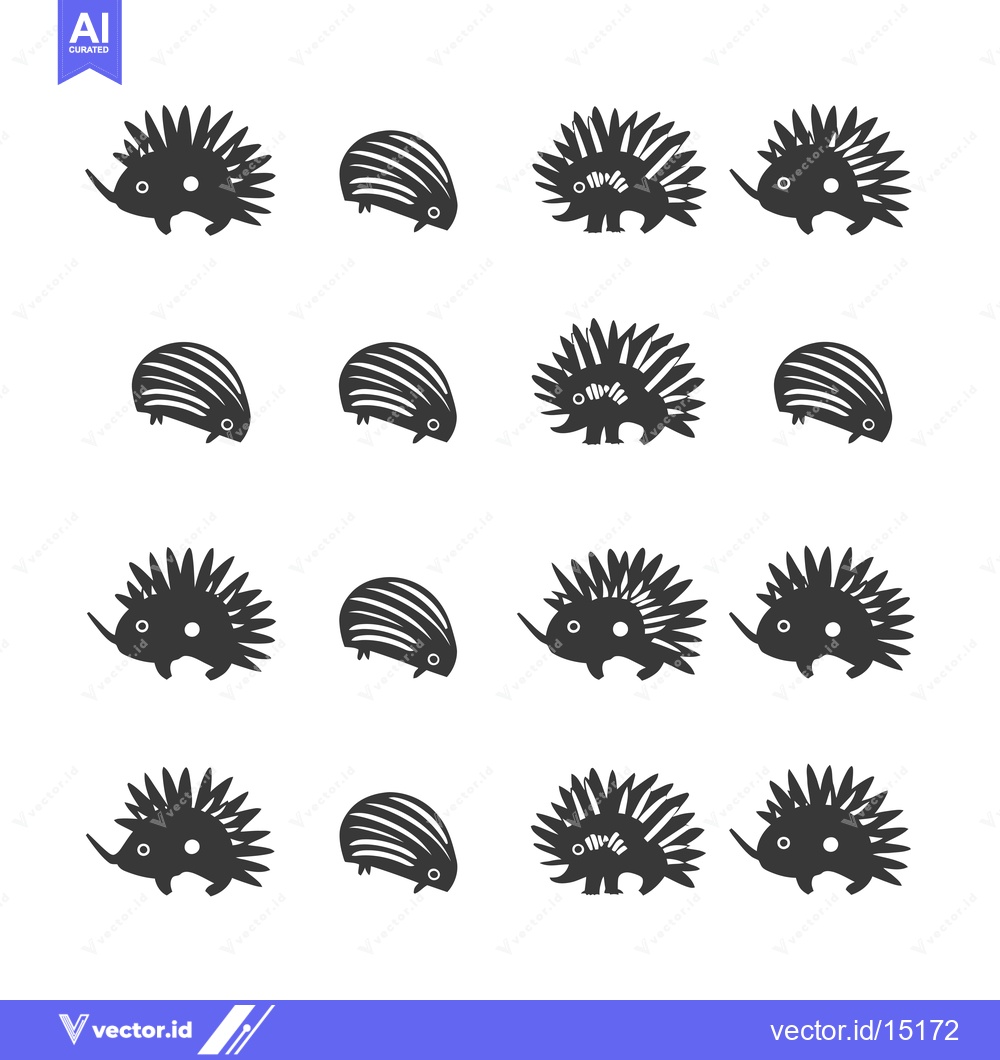 Premium Vector of A grid of stylized black hedgehog silhouettes