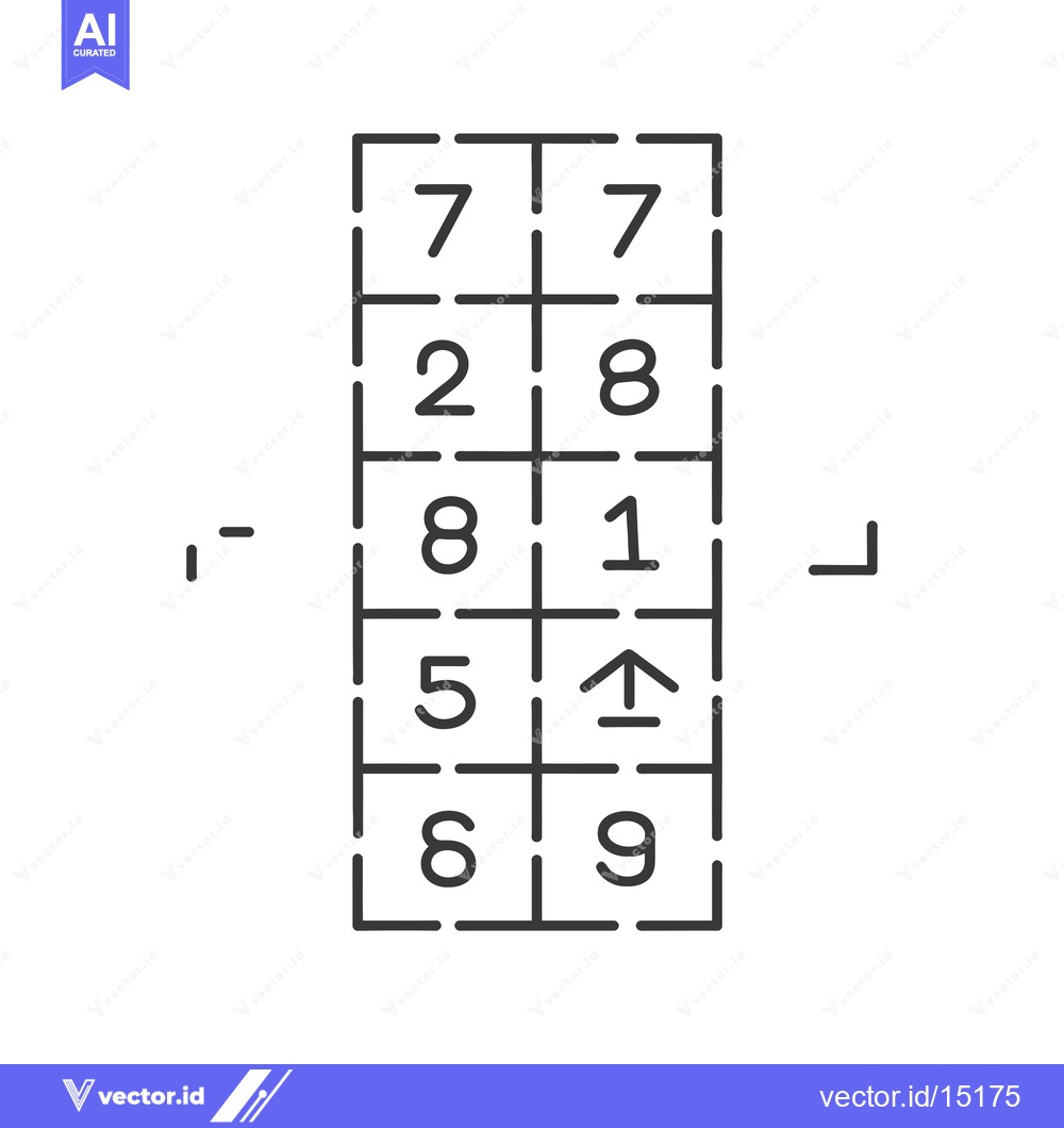 Premium Vector dari A grid with numbers and an upward arrow in the center