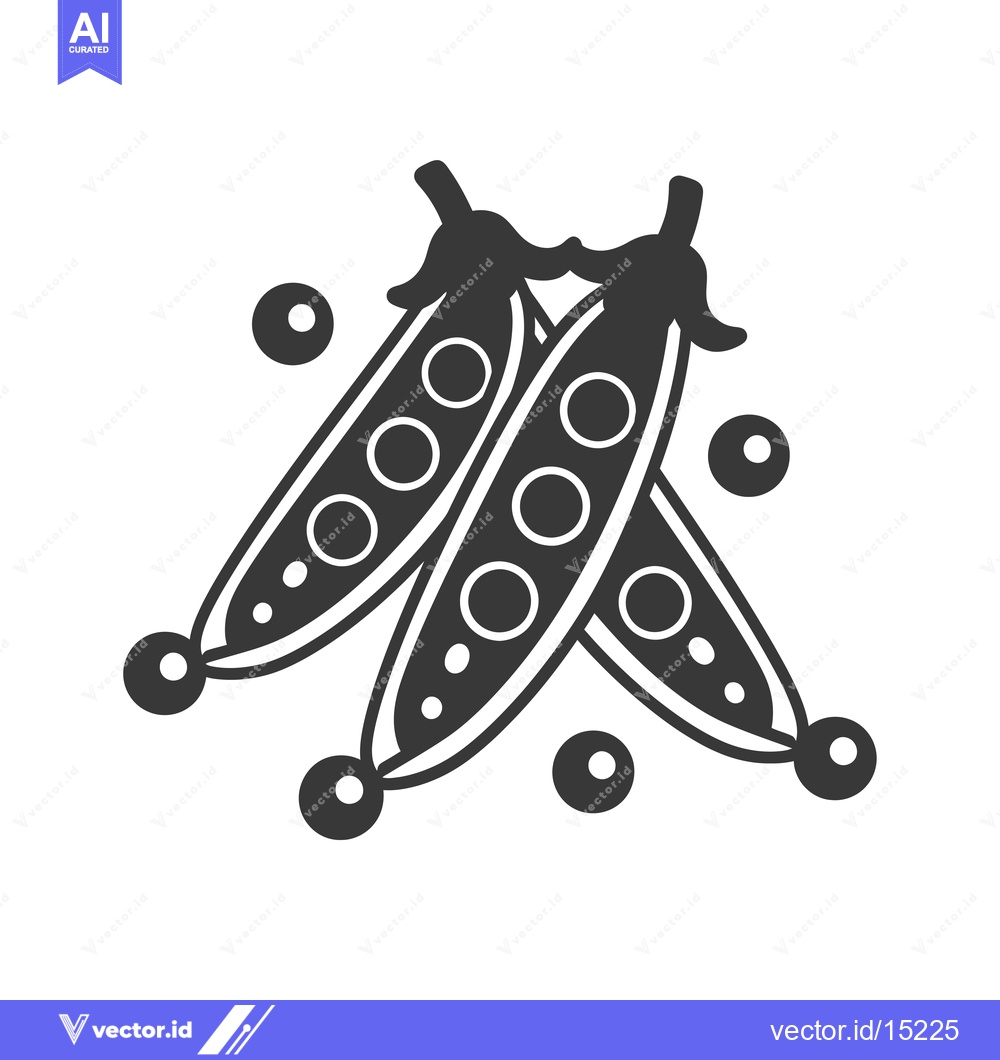 Premium Vector of A Group of Three Green Pea Pods with Peas Inside