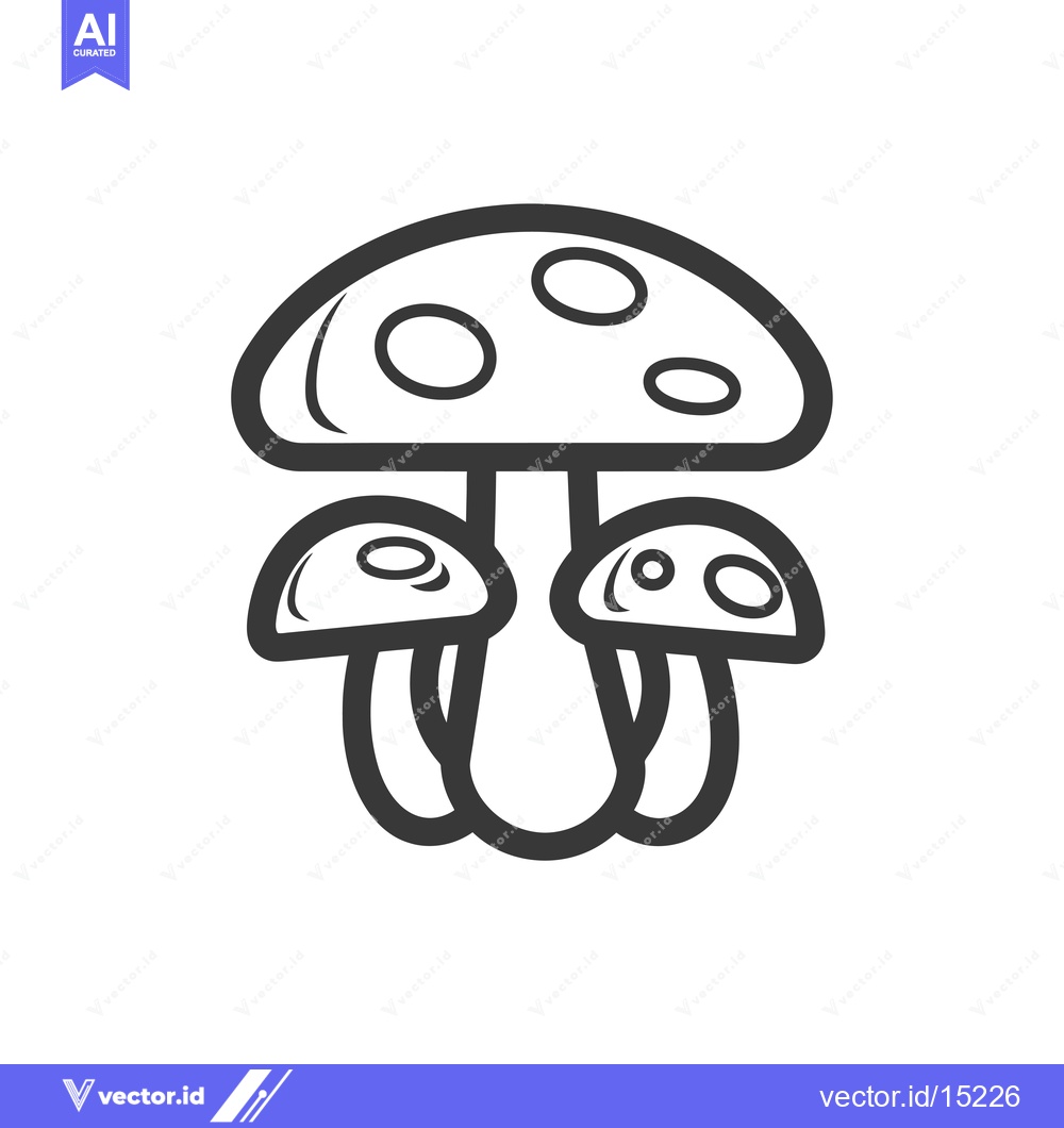 Premium Vector of A Group of Three Line-Drawn Mushrooms