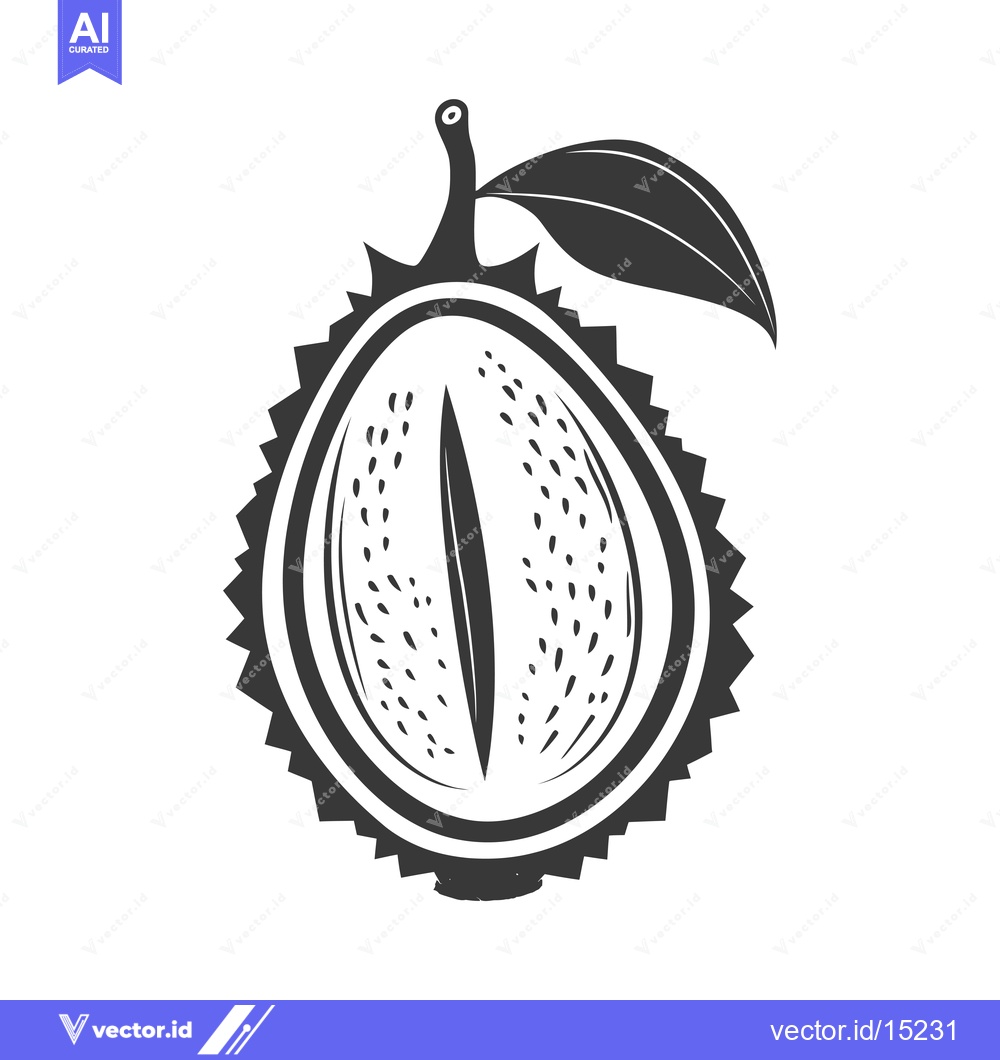 Premium Vector dari A Half-Cut Durian Fruit with a Leaf