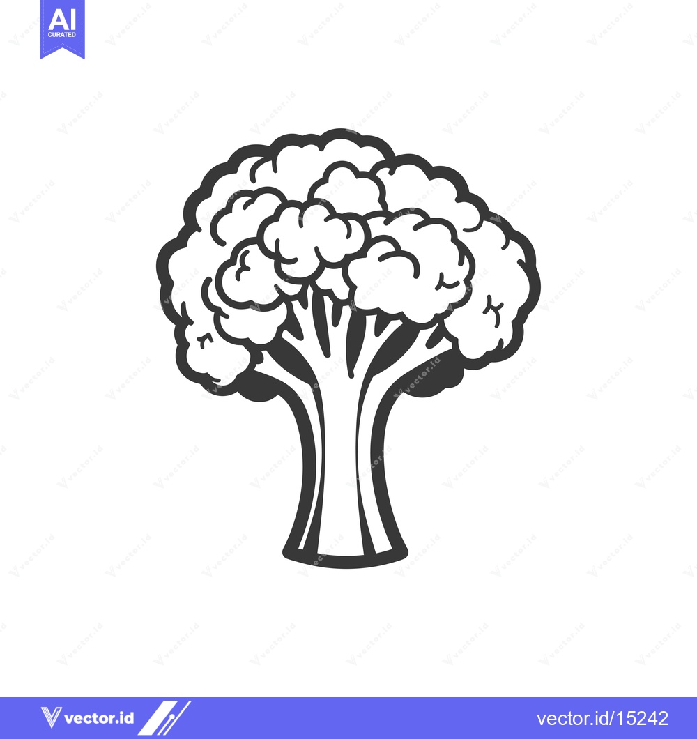 Premium Vector dari A Hand-Drawn Black and White Illustration of a Broccoli Floret
