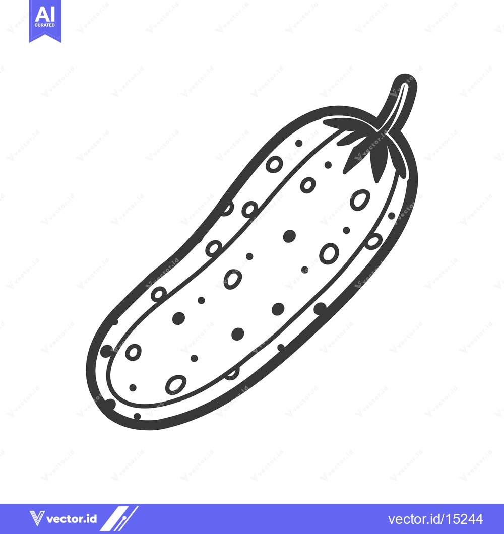 Premium Vector dari A hand-drawn black and white illustration of a cucumber