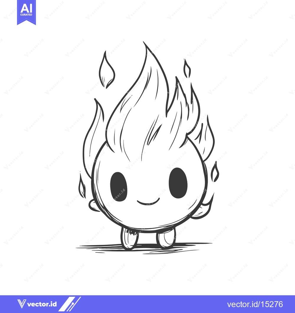 Premium Vector dari A Hand-Drawn Cartoon of a Smiling Fire Spirit