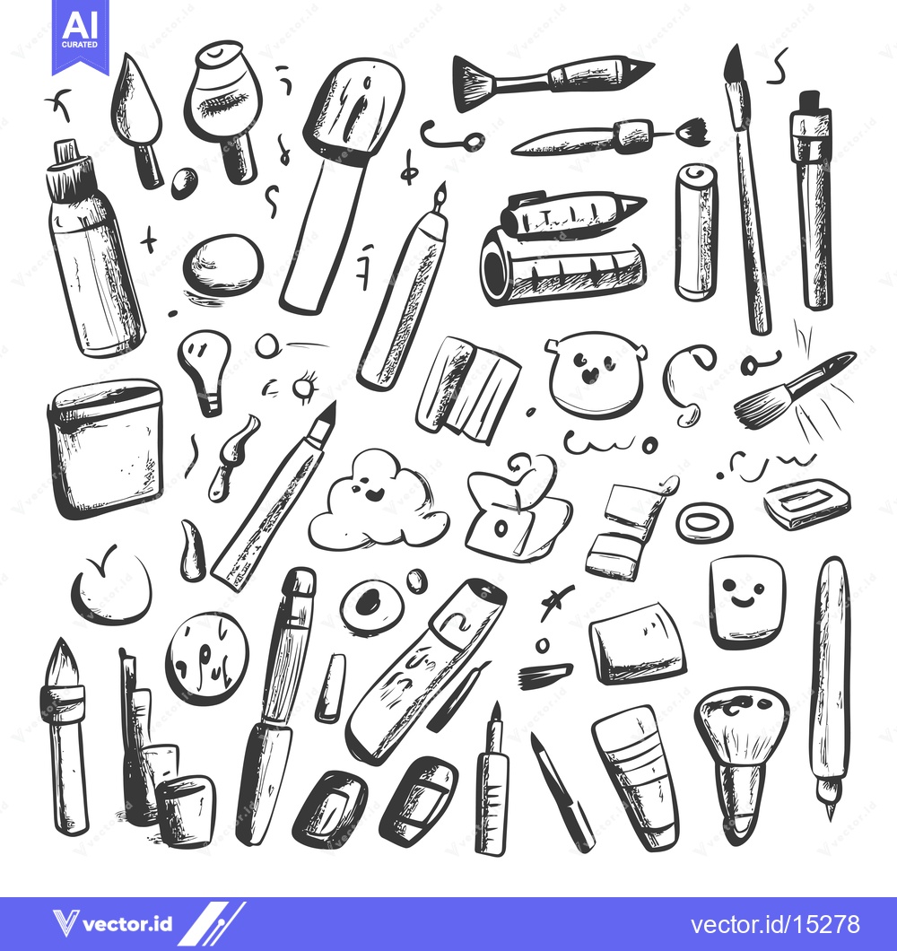 Premium Vector of A Hand-Drawn Collection of Art Supplies and Tools