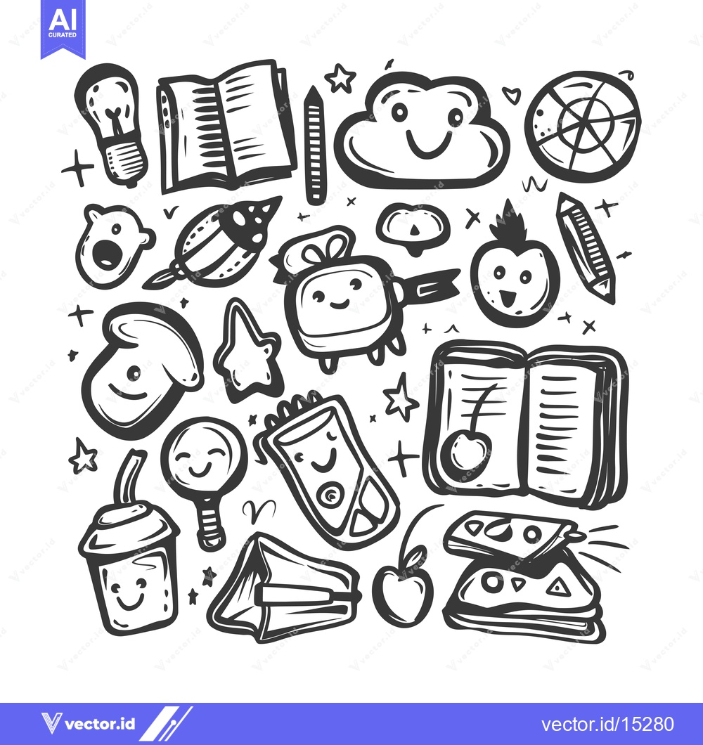 Premium Vector of A Hand-Drawn Collection of Cute Cartoon Objects