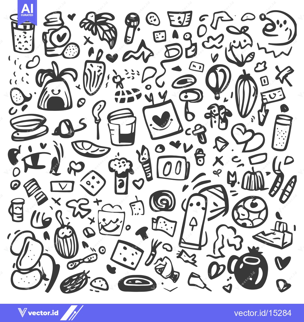 Premium Vector dari A Hand-Drawn Collection of Diverse Abstract Shapes and Objects