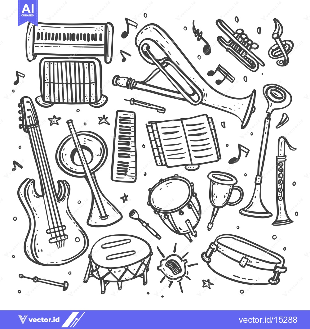 Premium Vector dari A Hand-Drawn Collection of Musical Instruments
