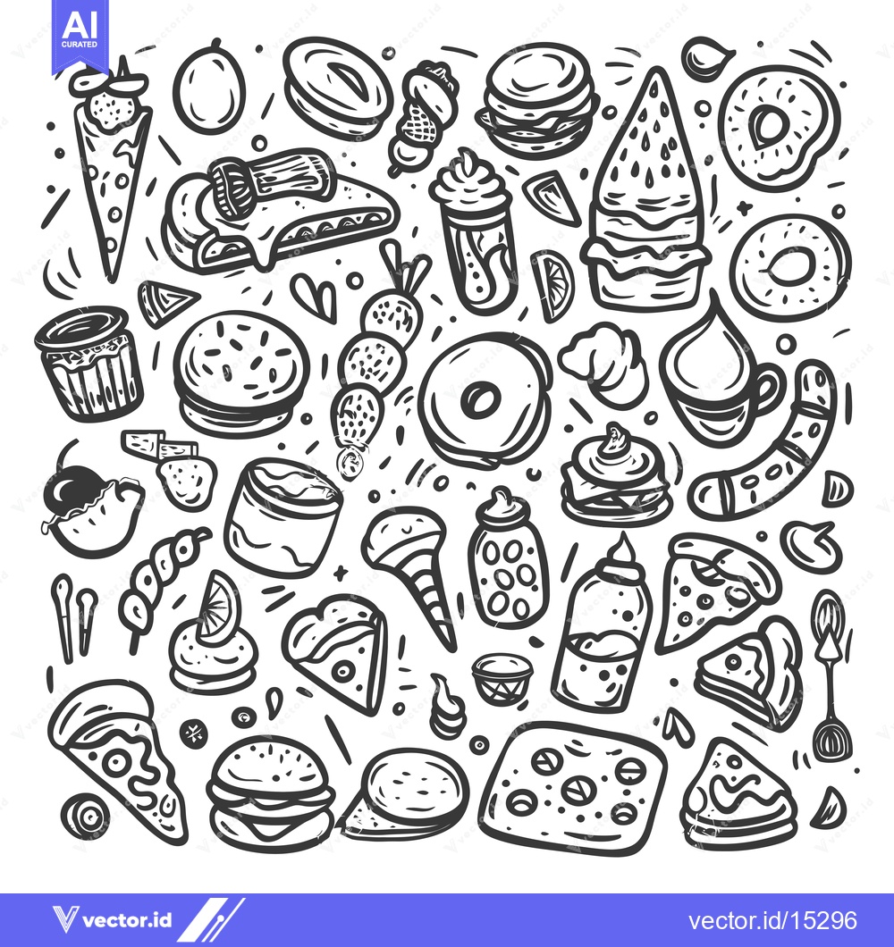 Premium Vector dari A Hand-Drawn Collection of Various Food Items