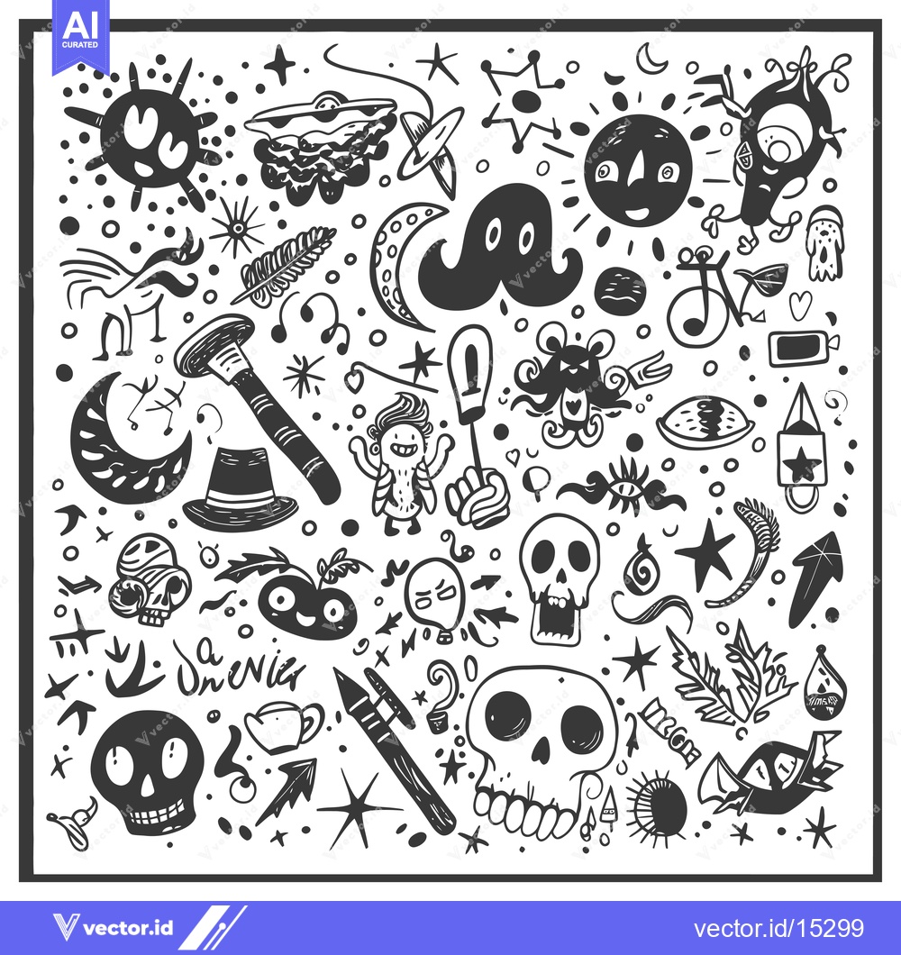 Premium Vector dari A Hand-Drawn Collection of Whimsical and Grotesque Illustrations