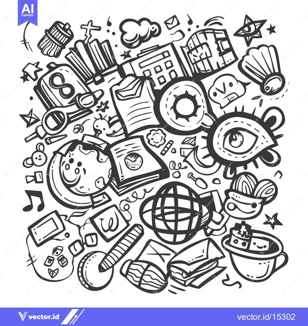 Premium Vector dari A Hand-Drawn Doodle Composition of Various Objects