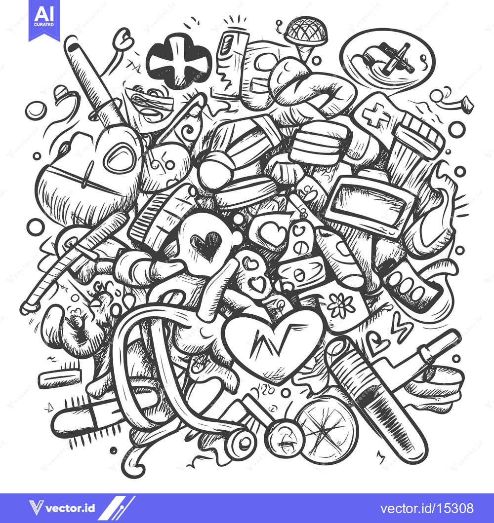 Premium Vector dari A Hand-Drawn Doodle of Various Objects, Symbols, and Characters