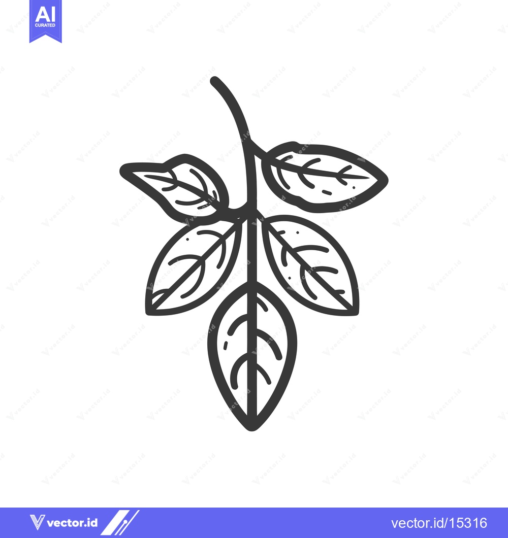 Premium Vector of A Hand-Drawn Illustration of a Branch with Four Leaves