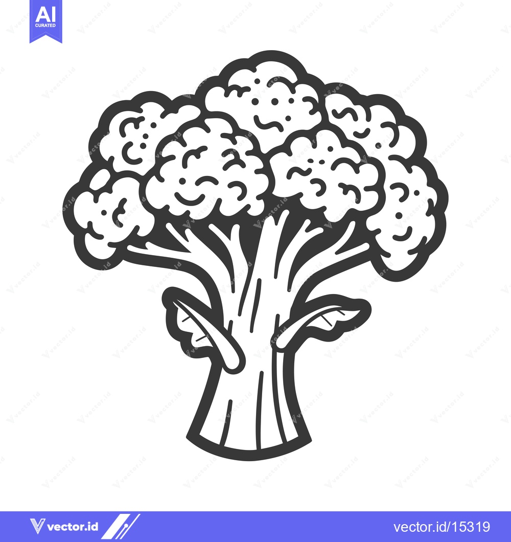 Premium Vector of A Hand-Drawn Illustration of a Broccoli Floret