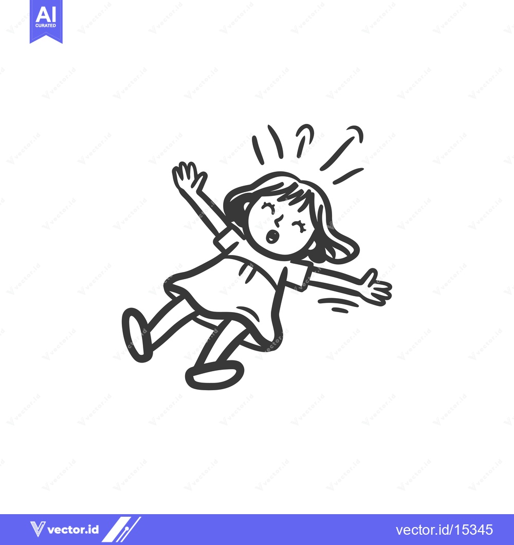 Premium Vector of A Hand-Drawn Illustration of a Girl Falling Down