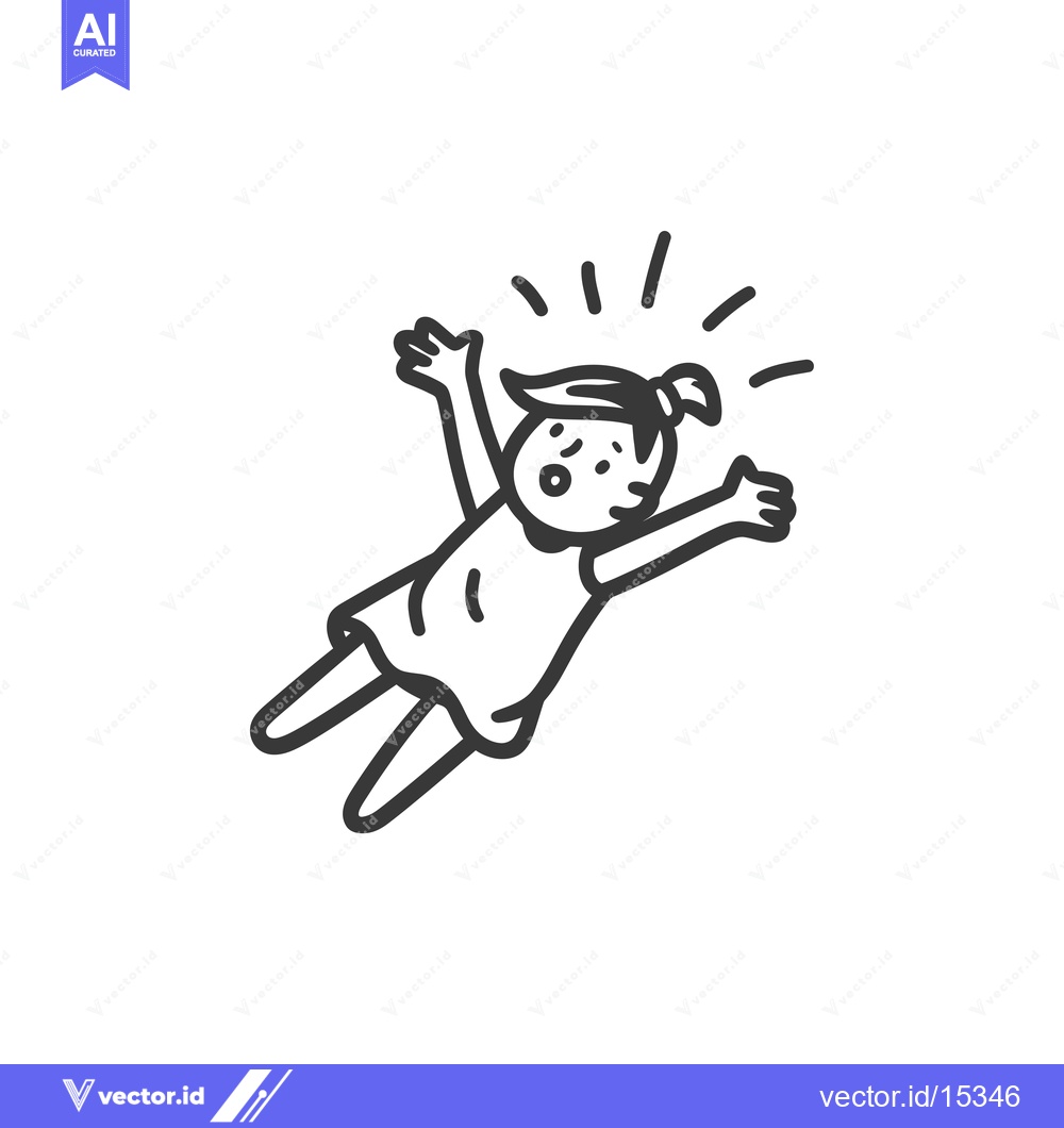 Premium Vector dari A Hand-Drawn Illustration of a Girl Falling with a Surprised Expressio